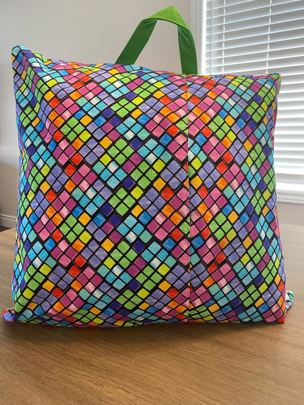Handmade Mosaic Kids Reading Pillow with Book Pocket - Picture 2 of 3